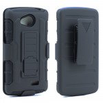 Wholesale LG F60 Armor Shell Holster Combo Belt Clip (Black)